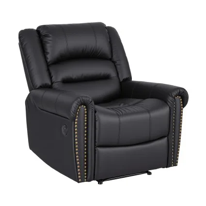 Artiss Faux Leather Manual Recliner Chair with USB Charge Port, Adjustable Footrest, 150kg Capacity, Black