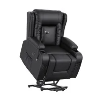 Artiss Power Lift Recliner Chair with 8‑Point Massage Lumbar Heat USB Phone Holder PU Leather Electric Sofa