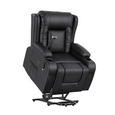 Artiss Power Lift Recliner Chair with 8‑Point Massage Lumbar Heat USB Phone Holder PU Leather Electric Sofa