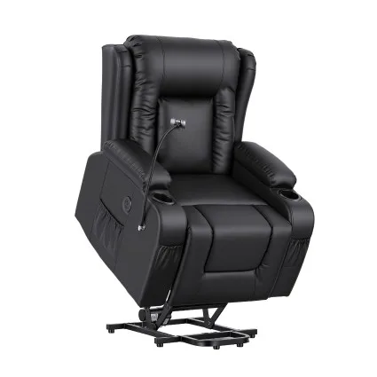 Artiss Power Lift Recliner Chair with 8‑Point Massage Lumbar Heat USB Phone Holder PU Leather Electric Sofa