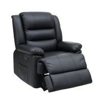 Artiss Manual Recliner Chair with Footrest and 16-Colour LED Lights 180kg Capacity Black PU Leather