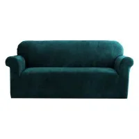 Artiss 3-Seater Velvet Sofa Cover in Agate Green - Stretchable, Machine Washable, Anti-Slip, Crystal Velvet Protection