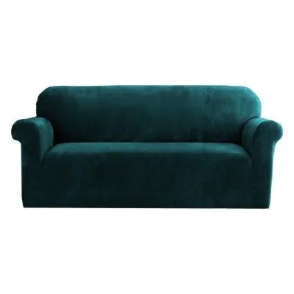 Artiss 3-Seater Velvet Sofa Cover in Agate Green - Stretchable, Machine Washable, Anti-Slip, Crystal Velvet Protection