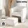 Artiss Bouclé Accent Armchair with Storage Ottoman Footrest Sherpa Fleece Upholstery 150kg White for Living Room