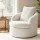 Artiss Round Swivel Armchair with Extra Pillow, White - 360° Swivel, Sherpa Fleece Upholstery, 70x76x84cm, 150kg