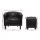 Artiss Armchair Set with Ottoman, PU Leather, Black, 70x62x64cm, Chesterfield Style, Elegant Home Seating Solution