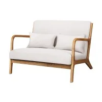Artiss Olive Armchair Lounge Chair, Beige Faux Linen, Rubber Wood Frame, Modern Scandinavian Accent, 102cm