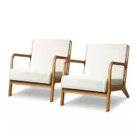 Artiss Olive Armchair Set of 2, Beige Faux Fabric, High-Resilience Foam, Rubber Wood Legs, 150kg Capacity, Easy Assembly