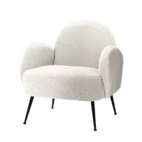 Artiss Hanes White Sherpa Boucle Armchair – Luxurious Upholstery, 64x70x74cm, Sturdy Steel Legs, 150kg Capacity