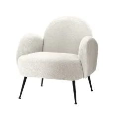 Artiss Hanes White Sherpa Boucle Armchair – Luxurious Upholstery, 64x70x74cm, Sturdy Steel Legs, 150kg Capacity