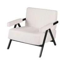 Artiss Compressed Armchair White Corduroy Accent Chair with 150kg Capacity and High-Resilience Sponge