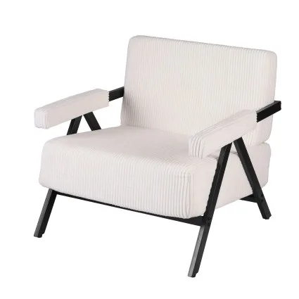 Artiss Compressed Armchair White Corduroy Accent Chair with 150kg Capacity and High-Resilience Sponge