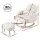 Artiss Bouclé Rocking Armchair and Ottoman Set White, Rubberwood Frame, Thick Foam, Waist Pillow, 150kg Capacity