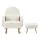 Artiss Bouclé Rocking Armchair and Ottoman Set White, Rubberwood Frame, Thick Foam, Waist Pillow, 150kg Capacity
