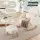 Artiss Bouclé Rocking Armchair and Ottoman Set White, Rubberwood Frame, Thick Foam, Waist Pillow, 150kg Capacity