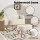 Artiss Bouclé Rocking Armchair and Ottoman Set White, Rubberwood Frame, Thick Foam, Waist Pillow, 150kg Capacity
