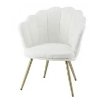 Artiss Callista Teddy Fleece Armchair White Shell Back with Gold Splayed Metal Legs and 180kg Capacity