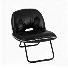 Artiss 2-in-1 Foldable Armchair Lounge in Black Leather, Portable and Cat-Scratch Resistant with 100kg Capacity, 63cm
