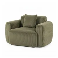 Artiss Compressed Armchair Sofa with Cushion Corduroy Velvet Upholstery Frameless High-Density Foam Green