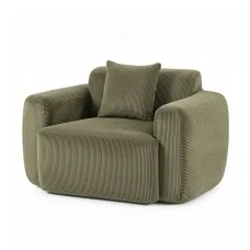 Artiss Compressed Armchair Sofa with Cushion Corduroy Velvet Upholstery Frameless High-Density Foam Green