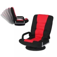 Artiss Floor Gaming Chair with 360 Swivel 6-Position Backrest 150 kg Black and Red Foldable Design