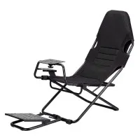Artiss Foldable Racing Simulator Cockpit Seat with Steel Wheel Stand Adjustable Pedals and Gear Shifter Mount Black