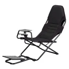Artiss Foldable Racing Simulator Cockpit Seat with Steel Wheel Stand Adjustable Pedals and Gear Shifter Mount Black