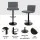Artiss 4x Como Bar Stools - Vintage Grey Leather, Adjustable Height, 360° Swivel, High Back, Floor Protector