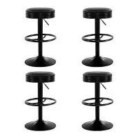 Artiss 4x Bar Stools Black PU Leather Padded Swivel Gas Lift Adjustable 59-81cm Chrome Base Modern Kitchen