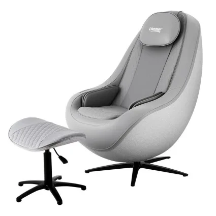 Livemor 3D Roli Electric Massage Chair Recliner, Zero Gravity, 133cm SL-Track, Heated Waist, Bluetooth, Grey PU Leather