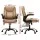 Artiss 2 Point Massage Office Chair Brown PU Leather Mid Back Ergonomic Chair with Lumbar Support and Tilt Adjustment