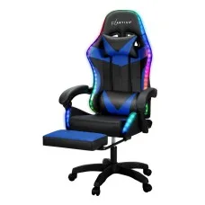 Artiss Ergonomic Blue 6-Point Massage Gaming Chair with LED, PU Leather, Recline, Footrest, 360° Swivel, 150kg Capacity