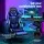 Artiss Ergonomic Blue 6-Point Massage Gaming Chair with LED, PU Leather, Recline, Footrest, 360° Swivel, 150kg Capacity