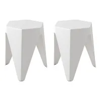 ArtissIn Bar Stools, Polypropylene, 36x32x45cm, White, Stylish Stackable Seating for Indoor & Outdoor Use, Set of 2