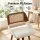 Artiss Wooden Swivel Bar Stool 60cm Seat Height White PU Rattan Backrest Plywood Legs Modern Design 360°