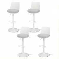 Artiss Set of 4 Bar Stools 64-85cm Adjustable Swivel Gas Lift White and Grey