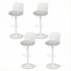 Artiss Set of 4 Bar Stools 64-85cm Adjustable Swivel Gas Lift White and Grey