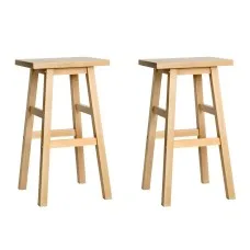 Artiss Wooden Bar Stools - Beech Wood, 66.5cm, Natural, Set of 2 - Sturdy with Anti-Slip Protection, Easy Assembly