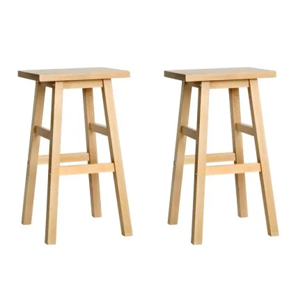 Artiss Wooden Bar Stools - Beech Wood, 66.5cm, Natural, Set of 2 - Sturdy with Anti-Slip Protection, Easy Assembly