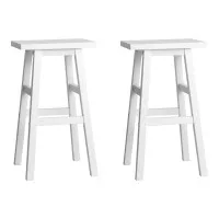 Artiss Baden Bar Stools Set of 2 – White Beech Wood, 66.5cm, Sturdy Kitchen Counter Chairs with Split-Level Footrest