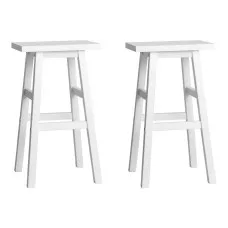 Artiss Baden Bar Stools Set of 2 – White Beech Wood, 66.5cm, Sturdy Kitchen Counter Chairs with Split-Level Footrest