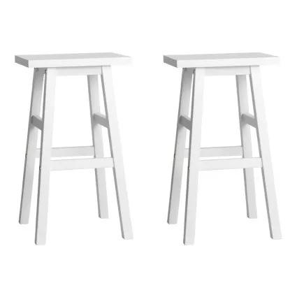 Artiss Baden Bar Stools Set of 2 – White Beech Wood, 66.5cm, Sturdy Kitchen Counter Chairs with Split-Level Footrest