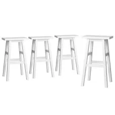 Artiss Baden White Wooden Bar Stools, Set of 4 - Beech Wood, 66.5cm Height, Sturdy Design with Anti-Slip Protection