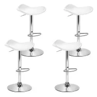 Artiss 4x White Bar Stools - PU Leather, Gas Lift, 360° Swivel, Chrome Finish, 64-77cm Adjustable, Foam Padded Seat