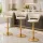Artiss Vivien Bar Stools Set of 3 Adjustable Gas Lift 360 Degree Swivel Velvet Woven Backrest Ivory 150kg