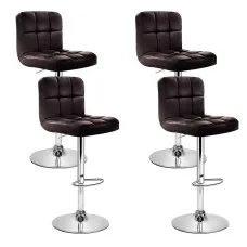 Artiss 4-Piece Bar Stool Set with PU Leather 360-Degree Swivel Gas Lift and Chrome Finish Chocolate Brown