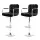 Artiss 2x Black Leather Bar Stools w/ Armrest, Gas Lift, 360° Swivel, Chequeered Backrest, 68-81cm Adjustable Height