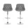 Artiss Elan Bar Stools 2 Pack Grey PU Leather Padded Gas Lift Swivel 62–82cm 150kg Chrome Base