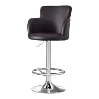Artiss 4x Swivel Bar Stools PU Leather Brown Adjustable Gas Lift Counter Height with Backrest and Armrests