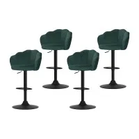Artiss Bar Stools, Velvet Upholstery, Set of 4, Green, Adjustable Height, Clam Shell Design, Luxurious Seating